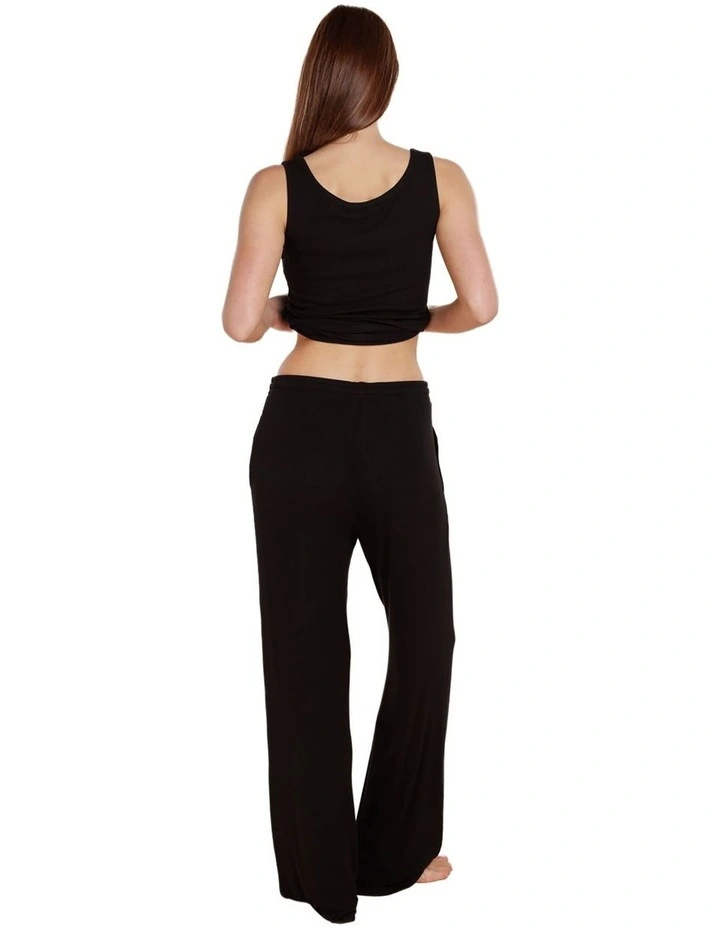 Athens Ribbed Long Pants in Black image 2
