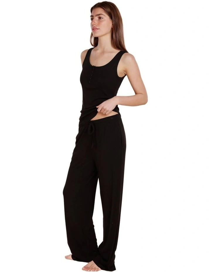 Athens Ribbed Long Pants in Black image 3