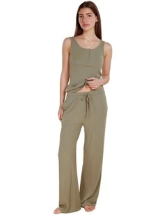 Athens Ribbed Long Pants in Olive