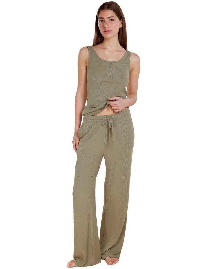 Athens Ribbed Long Pants in Olive image 1