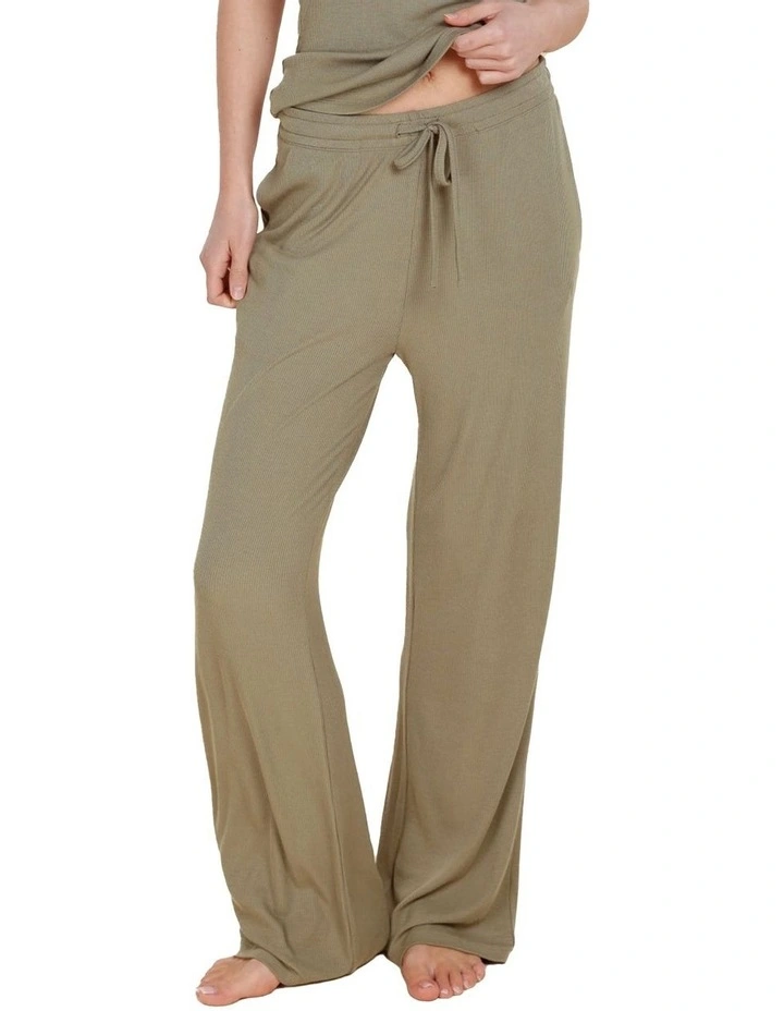 Athens Ribbed Long Pants in Olive image 4