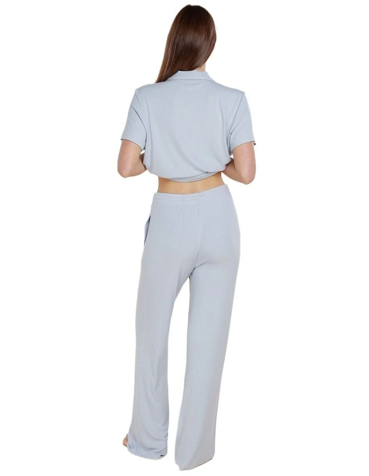 Athens Ribbed Long Pants in Sky Blue image 2