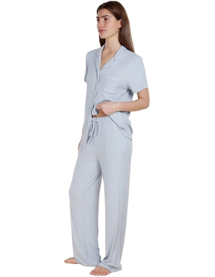 Athens Ribbed Long Pants in Sky Blue image 3