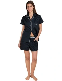 Camilla Cotton Short Pyjama Set in Navy