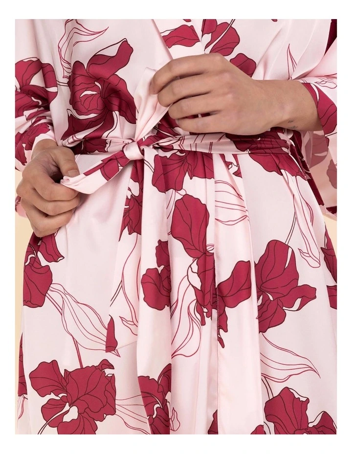 Daisy Recycled Silky Satin Long Robe in Pink image 5