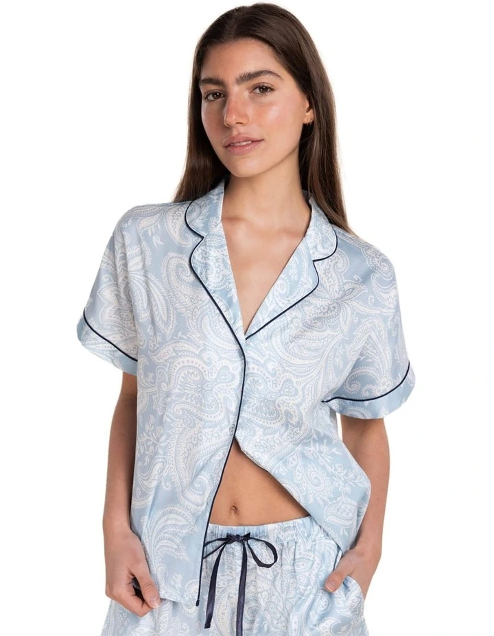 Daphne Cotton Sateen Short Pyjama Set in Blue image 4