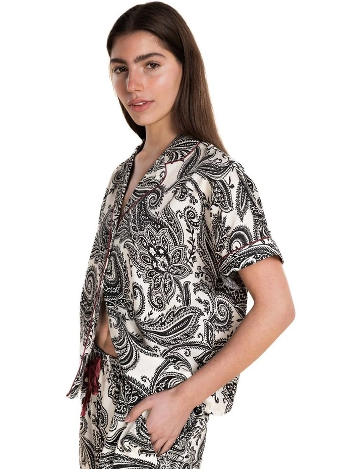 Daphne Cotton Sateen Short Pyjama Set in Cream image 4