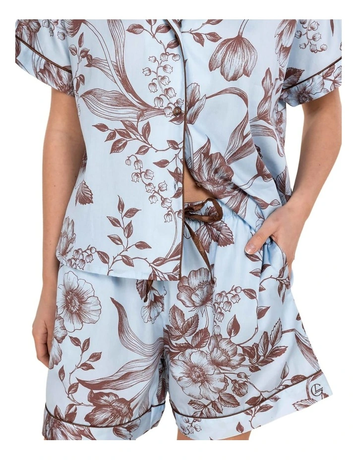 Domenica Cotton Sateen Short Pyjama Set in Blue image 4