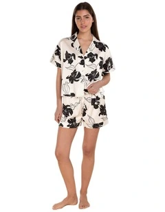 Freya Recycled Silky Satin Short Pyjama Set in Ivory