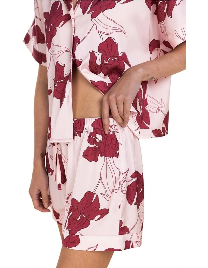 Freya Recycled Silky Satin Short Pyjama Set in Pink image 4