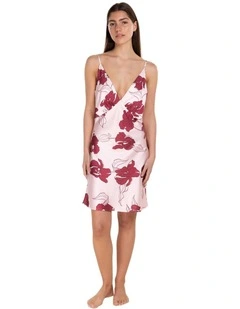 Iris Recycled Silky Satin Short Nightie in Pink