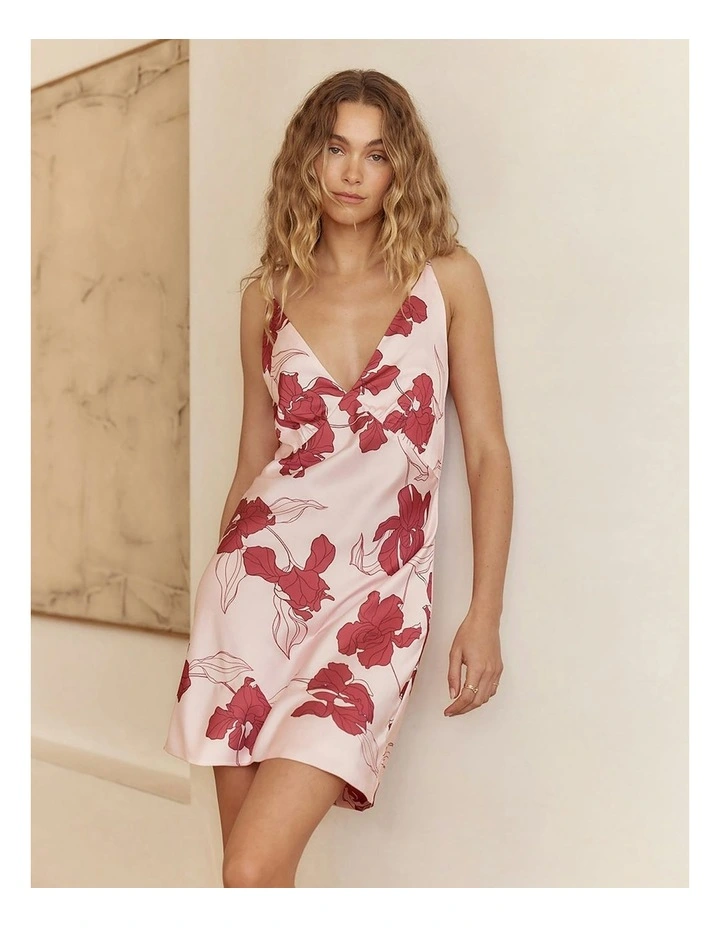 Iris Recycled Silky Satin Short Nightie in Pink image 4