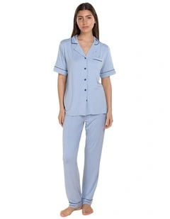Jenna Bamboo Long Pyjama Set in Blue