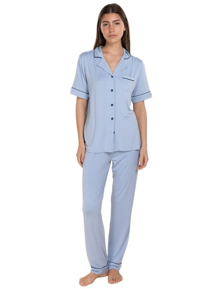 Jenna Bamboo Long Pyjama Set in Blue image 1