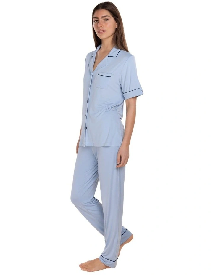 Jenna Bamboo Long Pyjama Set in Blue image 3