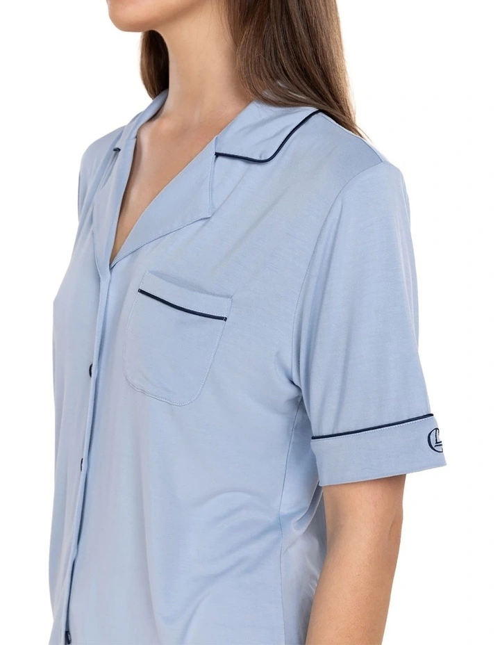 Jenna Bamboo Long Pyjama Set in Blue image 4