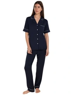 Jenna Bamboo Long PJ Set in Navy