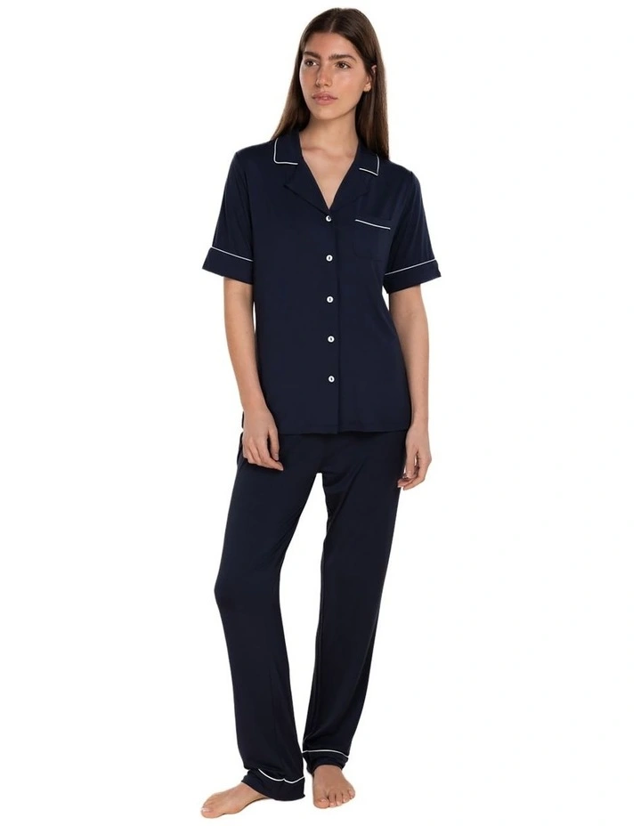 Jenna Bamboo Long PJ Set in Navy image 1