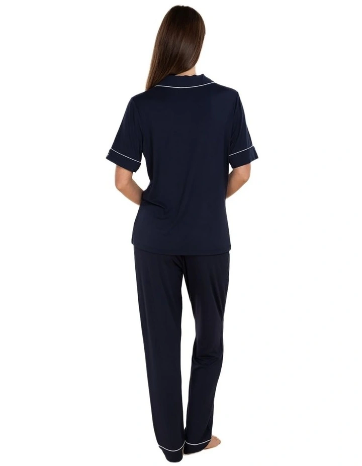 Jenna Bamboo Long PJ Set in Navy image 2