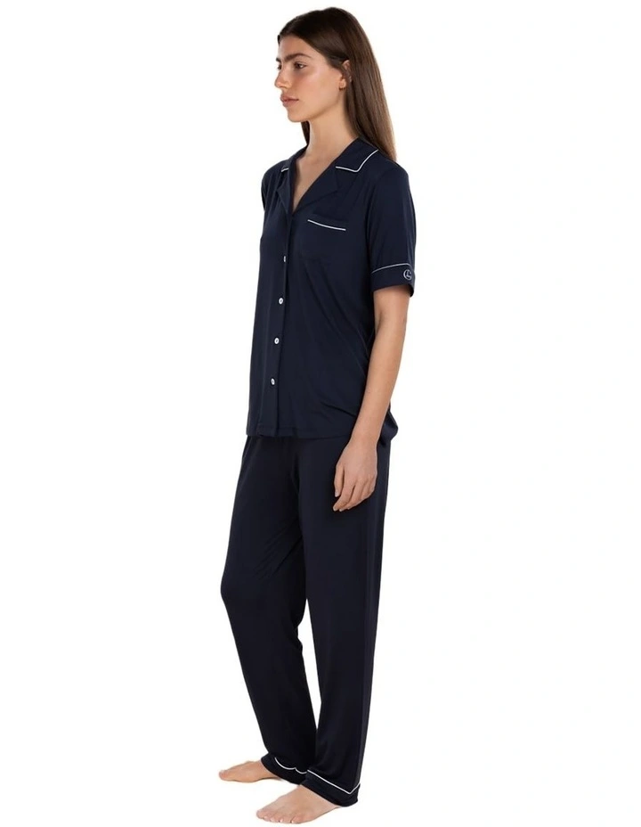 Jenna Bamboo Long PJ Set in Navy image 3