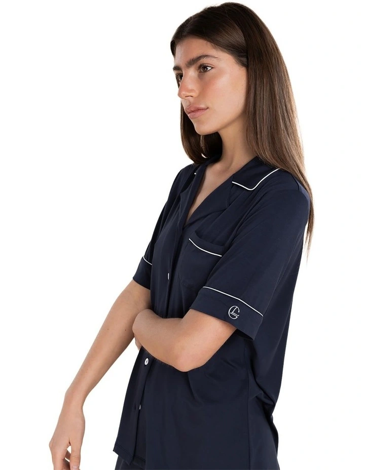 Jenna Bamboo Long PJ Set in Navy image 5