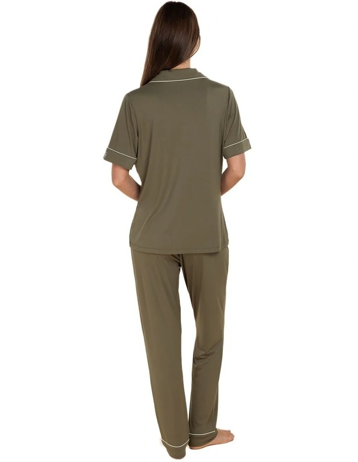 Jenna Bamboo Long PJ Set in Olive image 2