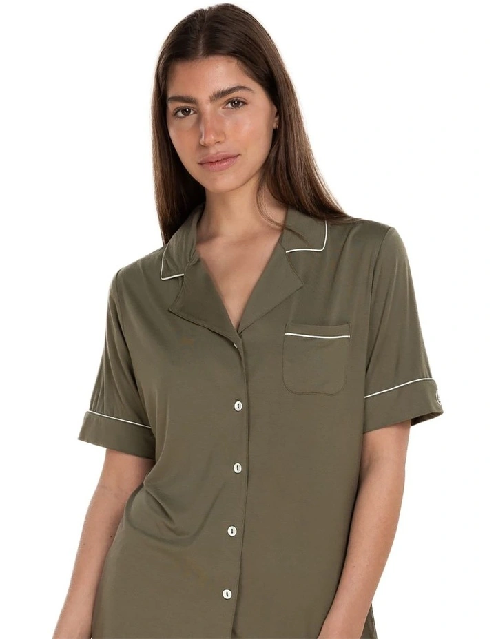 Jenna Bamboo Long PJ Set in Olive image 4