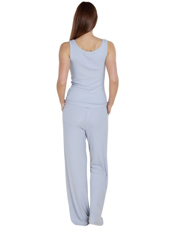 Liberty Ribbed Singlet Henley Top in Sky Blue image 2