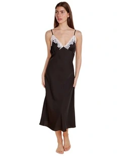 Magnolia Silky Satin Long Gown in Black