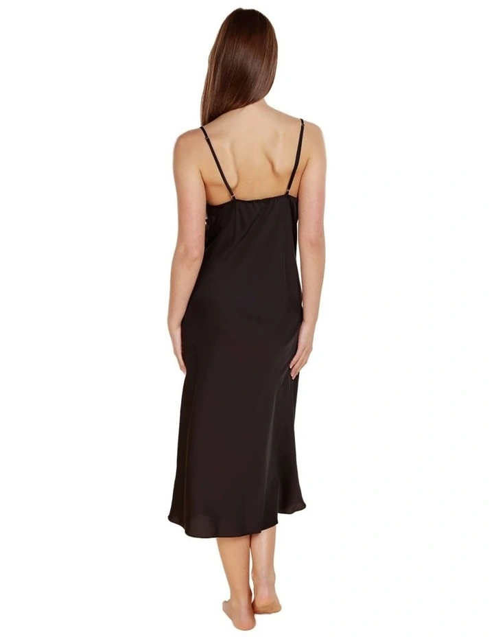 Magnolia Silky Satin Long Gown in Black image 2
