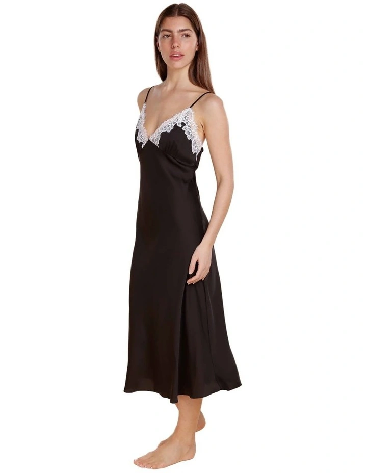 Magnolia Silky Satin Long Gown in Black image 3