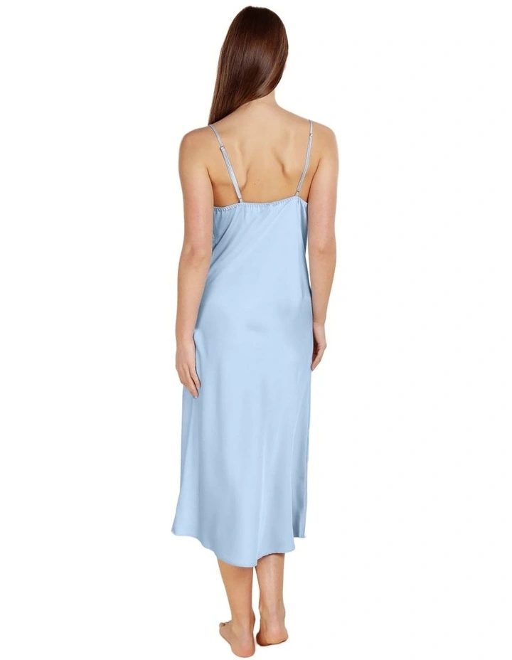 Magnolia Silky Satin Long Gown in Blue image 2