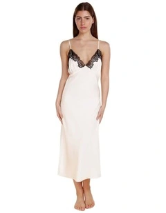 Magnolia Silky Satin Long Gown in Ivory