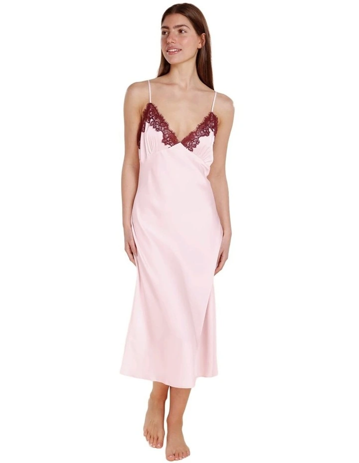Magnolia Silky Satin Long Gown in Pink image 1