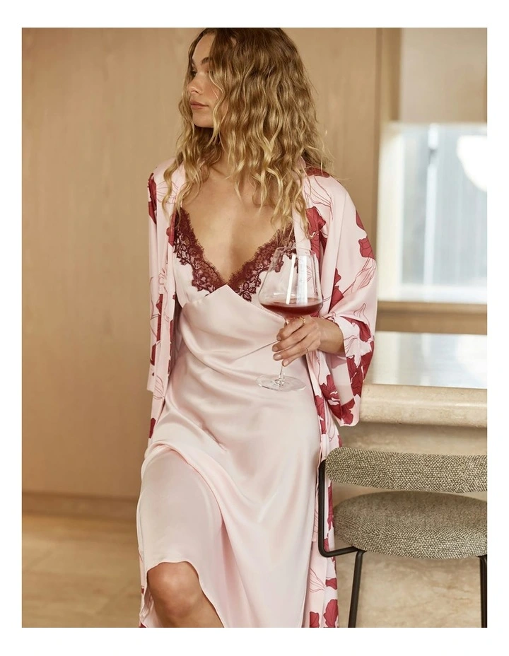 Magnolia Silky Satin Long Gown in Pink image 7