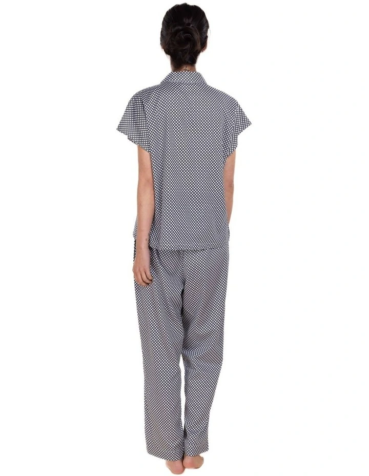 Marlie Diamond Print Cotton Long Pyjama Set in Navy image 2