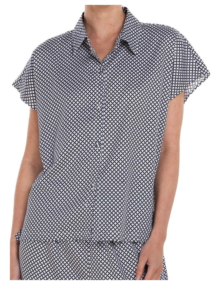 Marlie Diamond Print Cotton Long Pyjama Set in Navy image 4