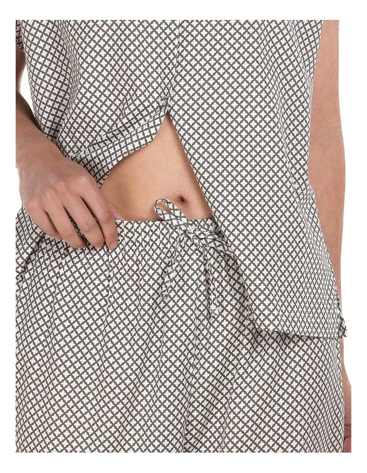 Marlie Diamond Print Cotton Long Pyjama Set in Olive image 5