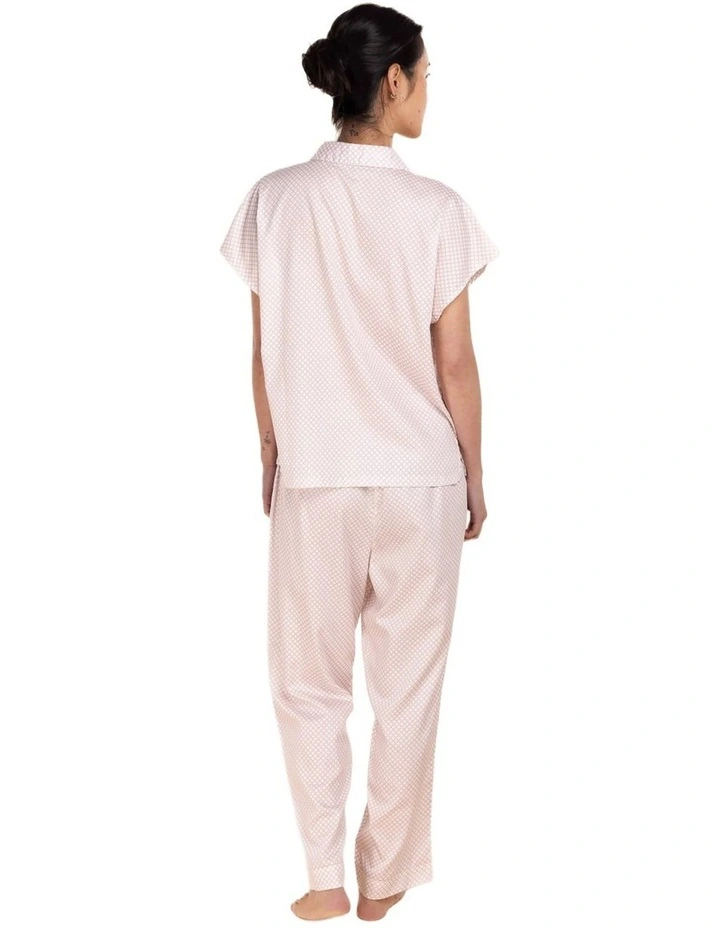 Marlie Diamond Print Cotton Long Pyjama Set in Pink image 2