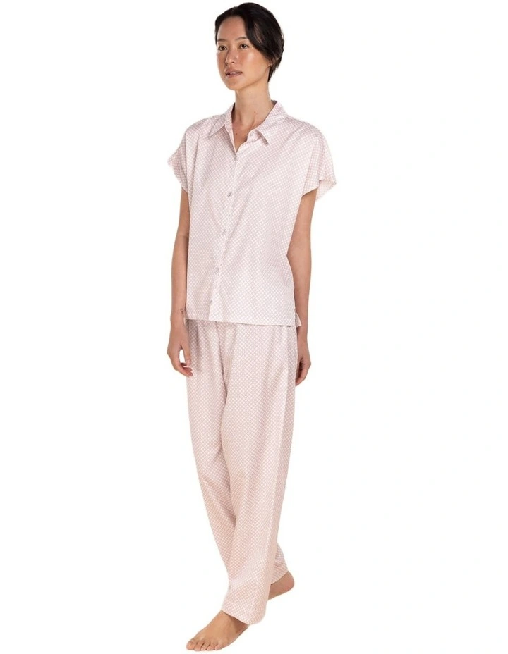 Marlie Diamond Print Cotton Long Pyjama Set in Pink image 3