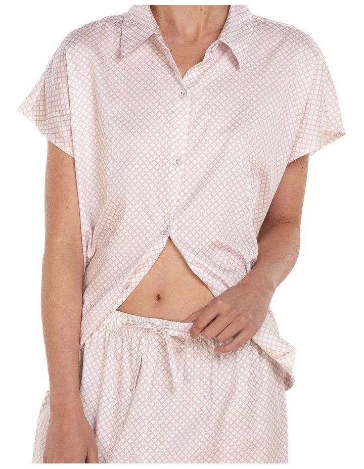 Marlie Diamond Print Cotton Long Pyjama Set in Pink image 5