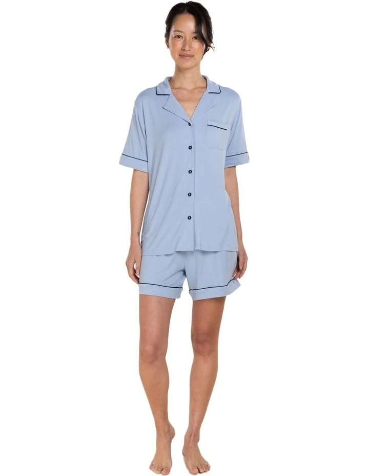 Sadie Bamboo Short Pyjama Set in Blue image 1
