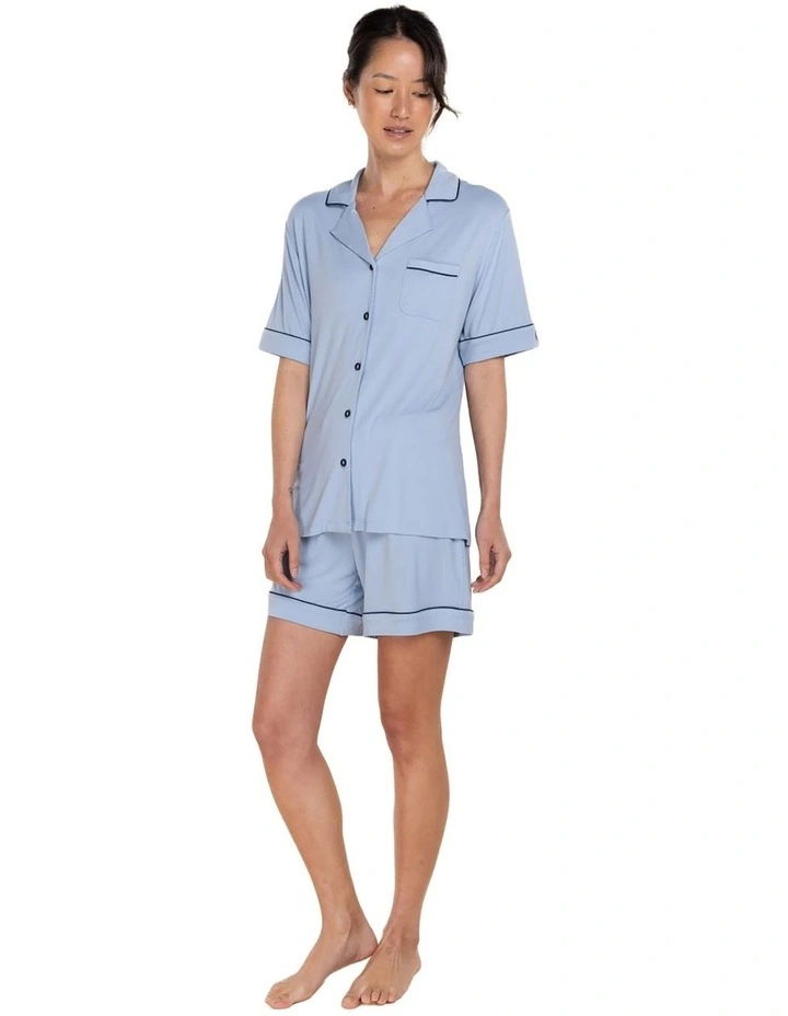 Sadie Bamboo Short Pyjama Set in Blue image 3