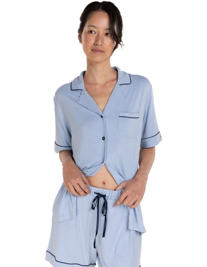 Sadie Bamboo Short Pyjama Set in Blue image 4