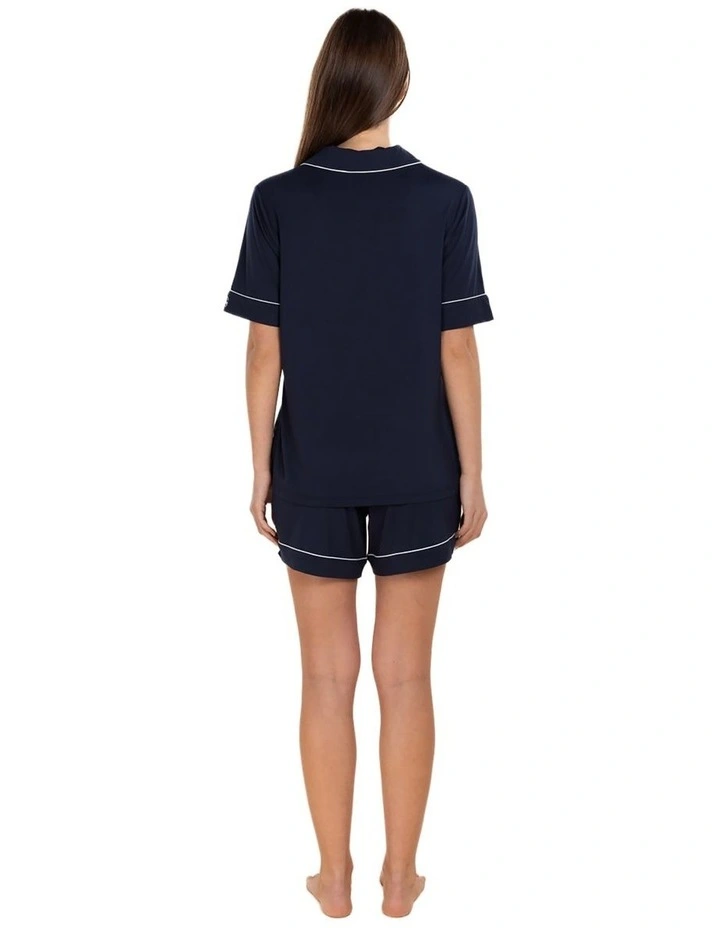 Sadie Bamboo Short Pyjama Set in Navy image 2