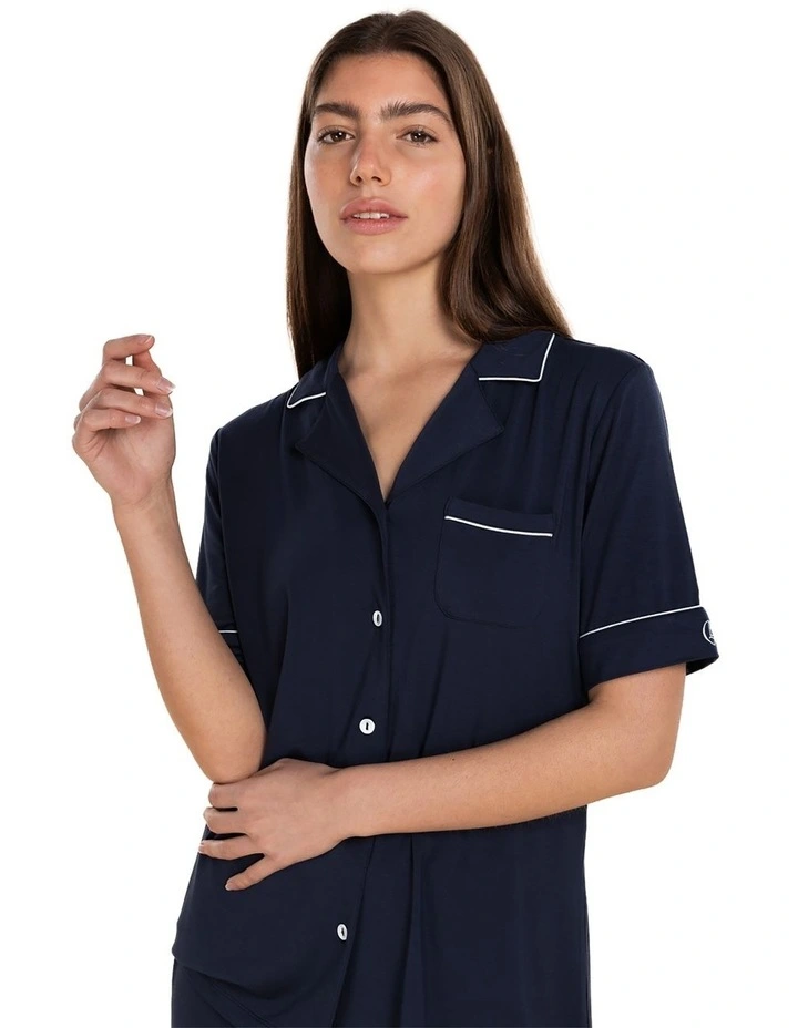 Sadie Bamboo Short Pyjama Set in Navy image 4
