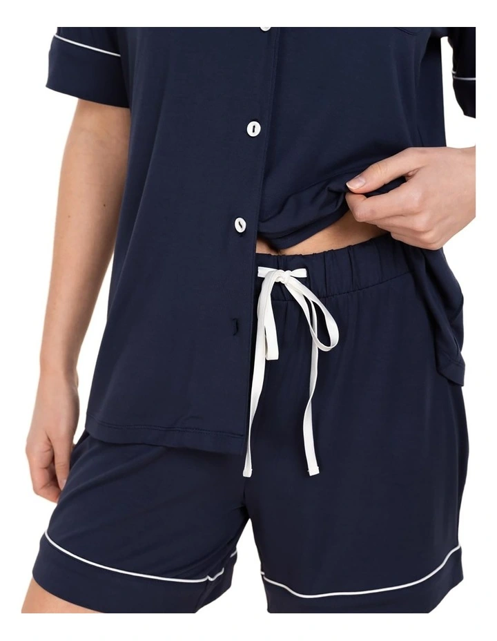 Sadie Bamboo Short Pyjama Set in Navy image 6