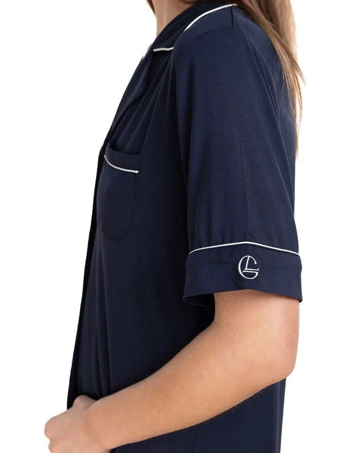 Sadie Bamboo Short Pyjama Set in Navy image 7