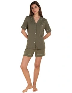 Sadie Bamboo Short Pyjama Set in Olive