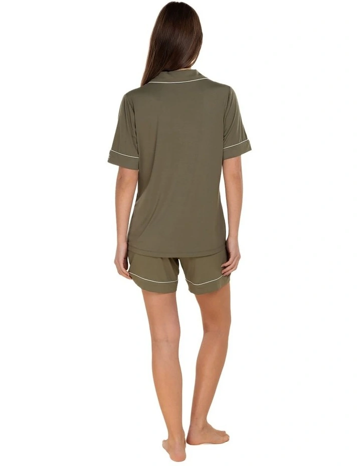 Sadie Bamboo Short Pyjama Set in Olive image 2